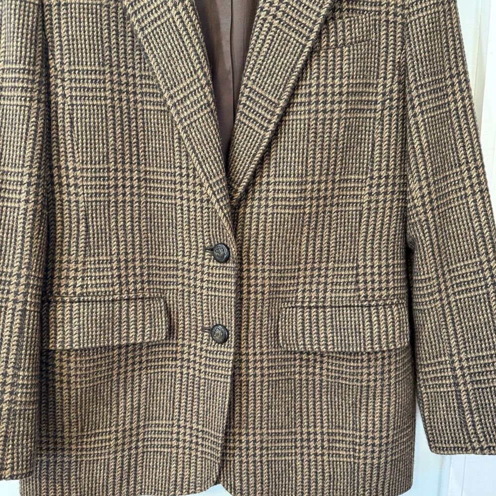 Lauren Ralph Lauren Houndstooth Blazer Jacket Wool Cashmere & Silk Blend Sz 4 - Picture 5 of 13